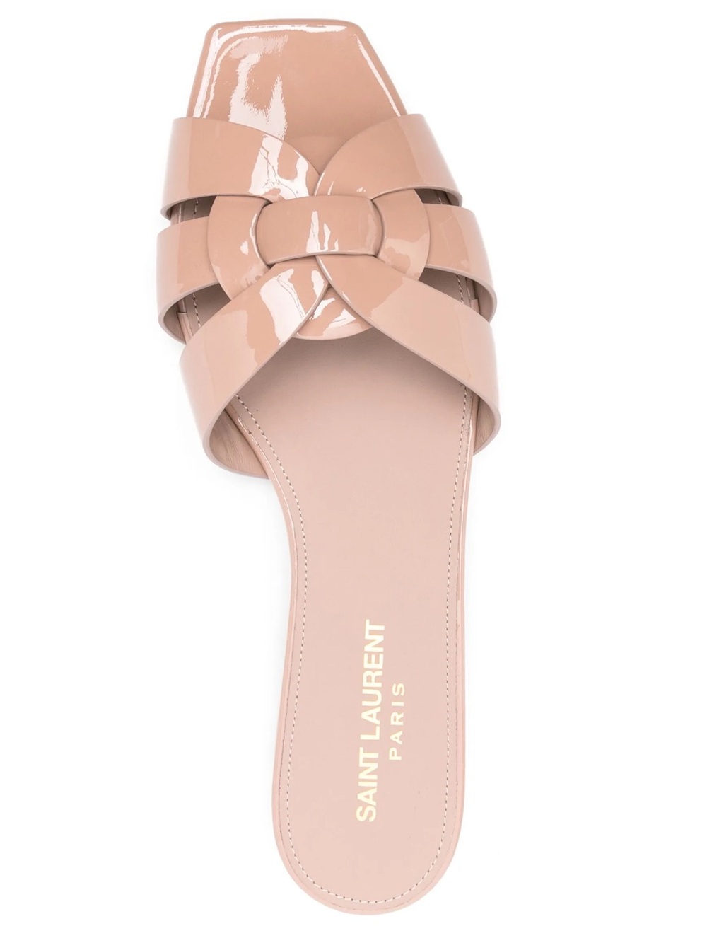 Yves Saint Laurent Braided Slide Sandals in Dusty Pink